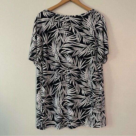 New Kim & Co Black & White V-neck Brazil Knit T-shirt Top Size XL bin 4A - Picture 4 of 5